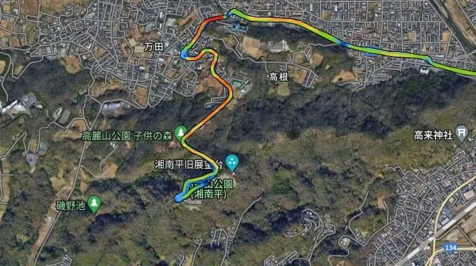 湘南平ヒルクライムルート地図の画像