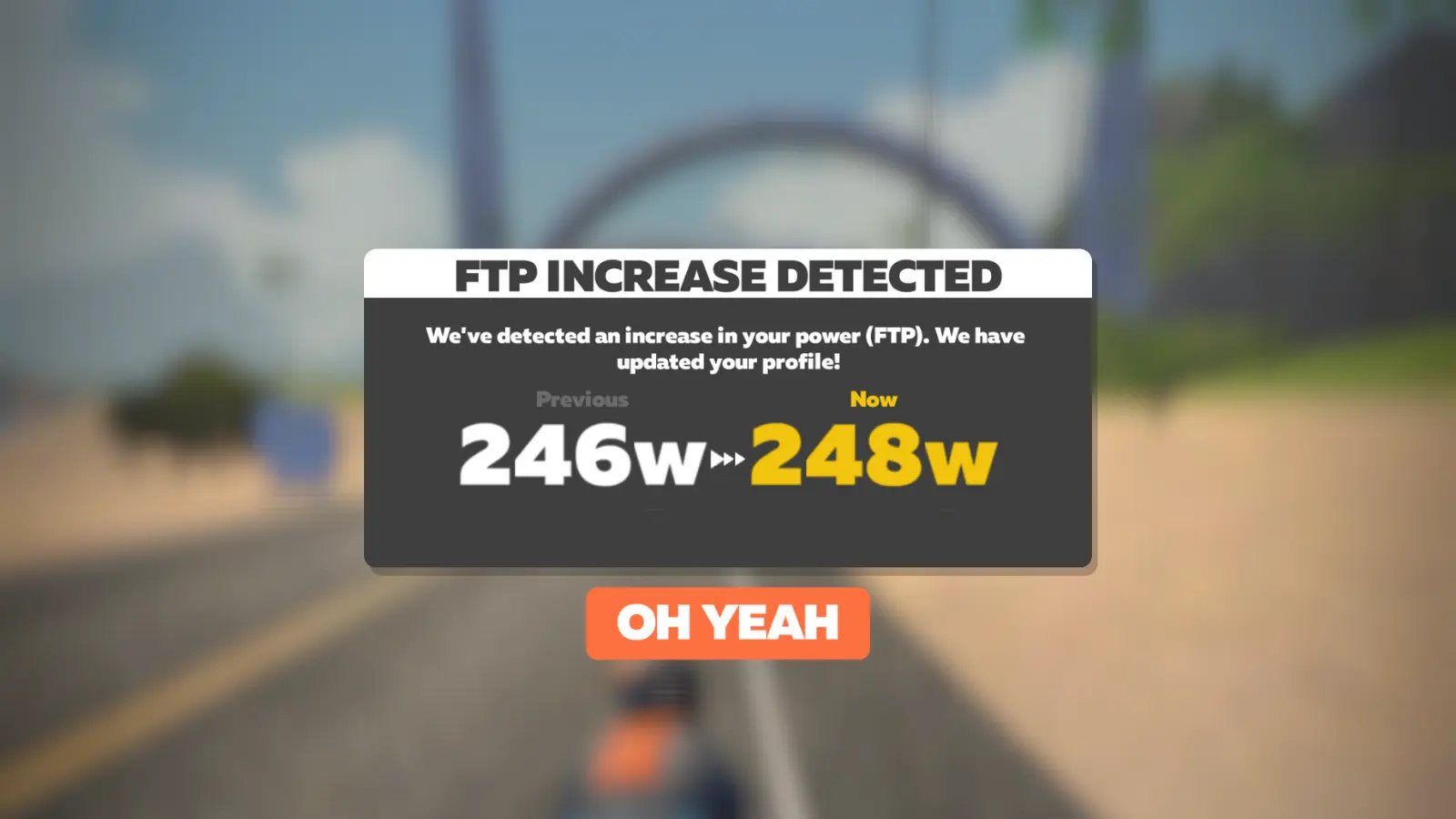 FTP248wと表示されたZwift画面