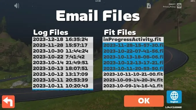 Zwiftのファイル選択画面2