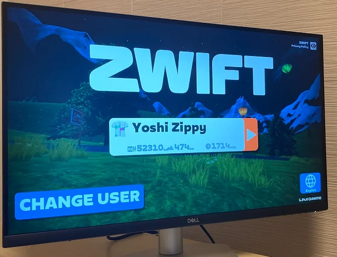 AppleTV4KのZwift画面を4Kディスプレイで表示させたところ
