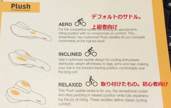 Plushサドルのパッケージ説明文