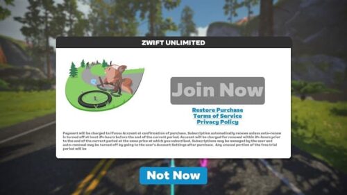 Zwiftのサブスクリプション契約を促す画像