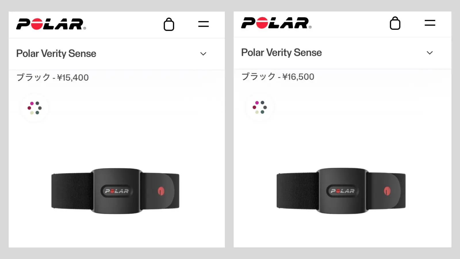 POLAR Verity Senseの値上げ前後の価格