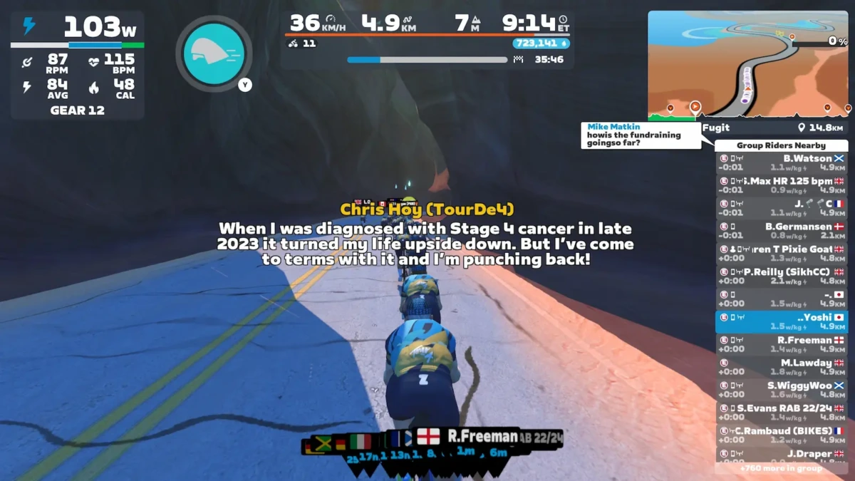 Tour de 4のライド画面