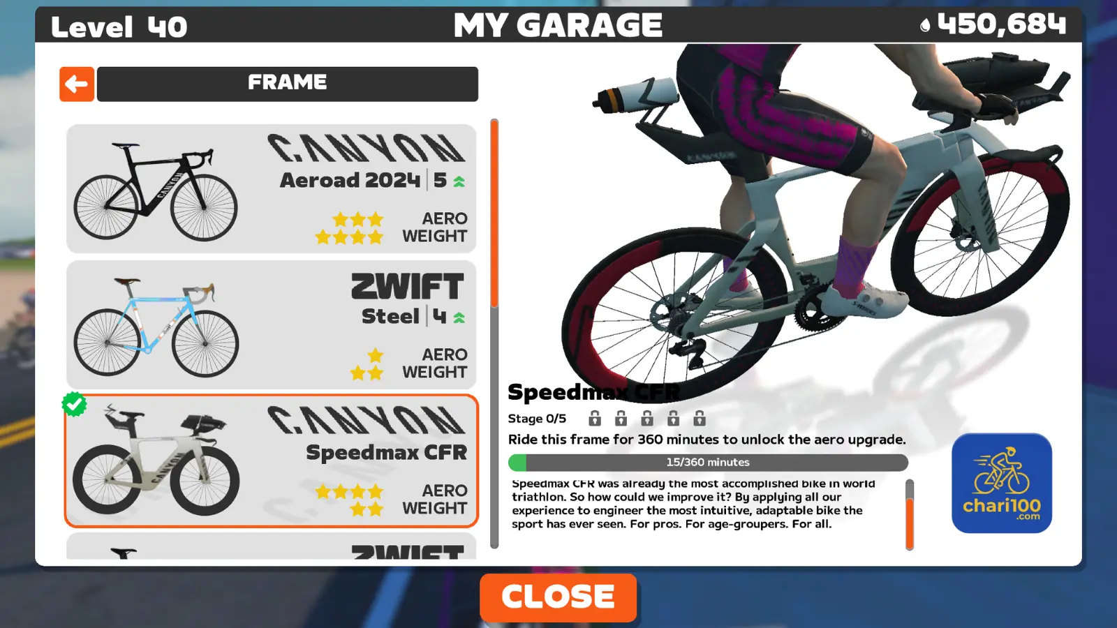 CANYON Speedmax CFRのZwift版