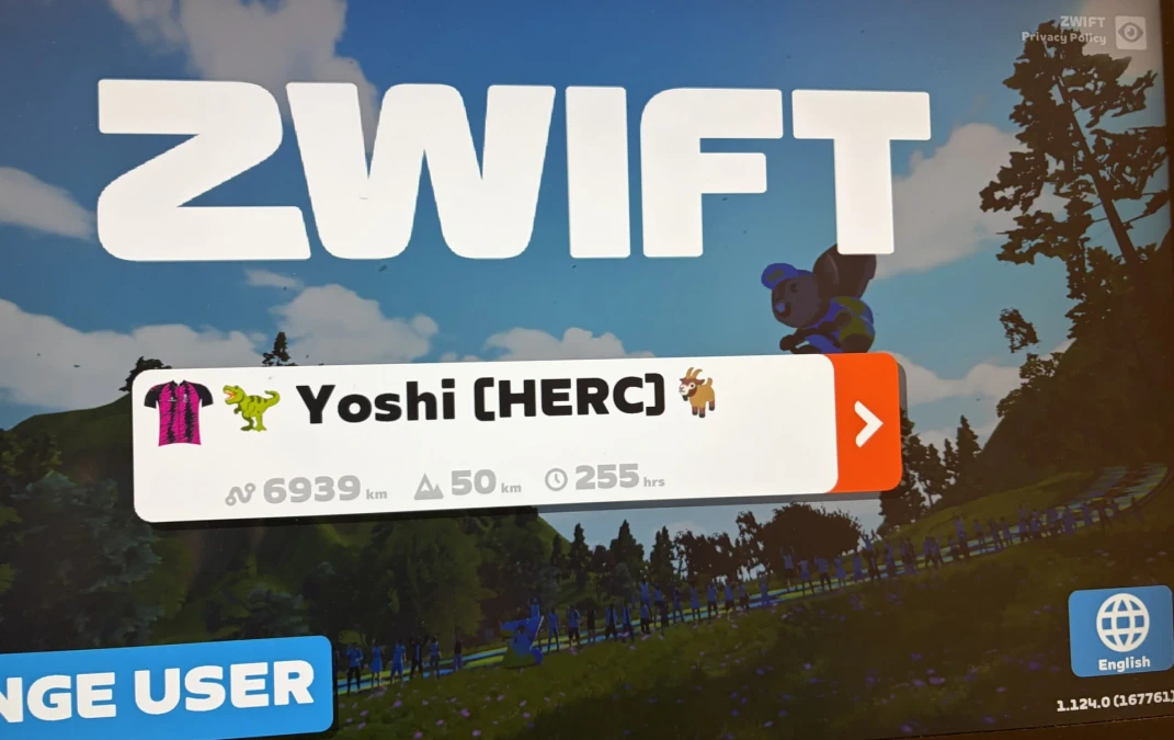 Zwiftでログインしたところ